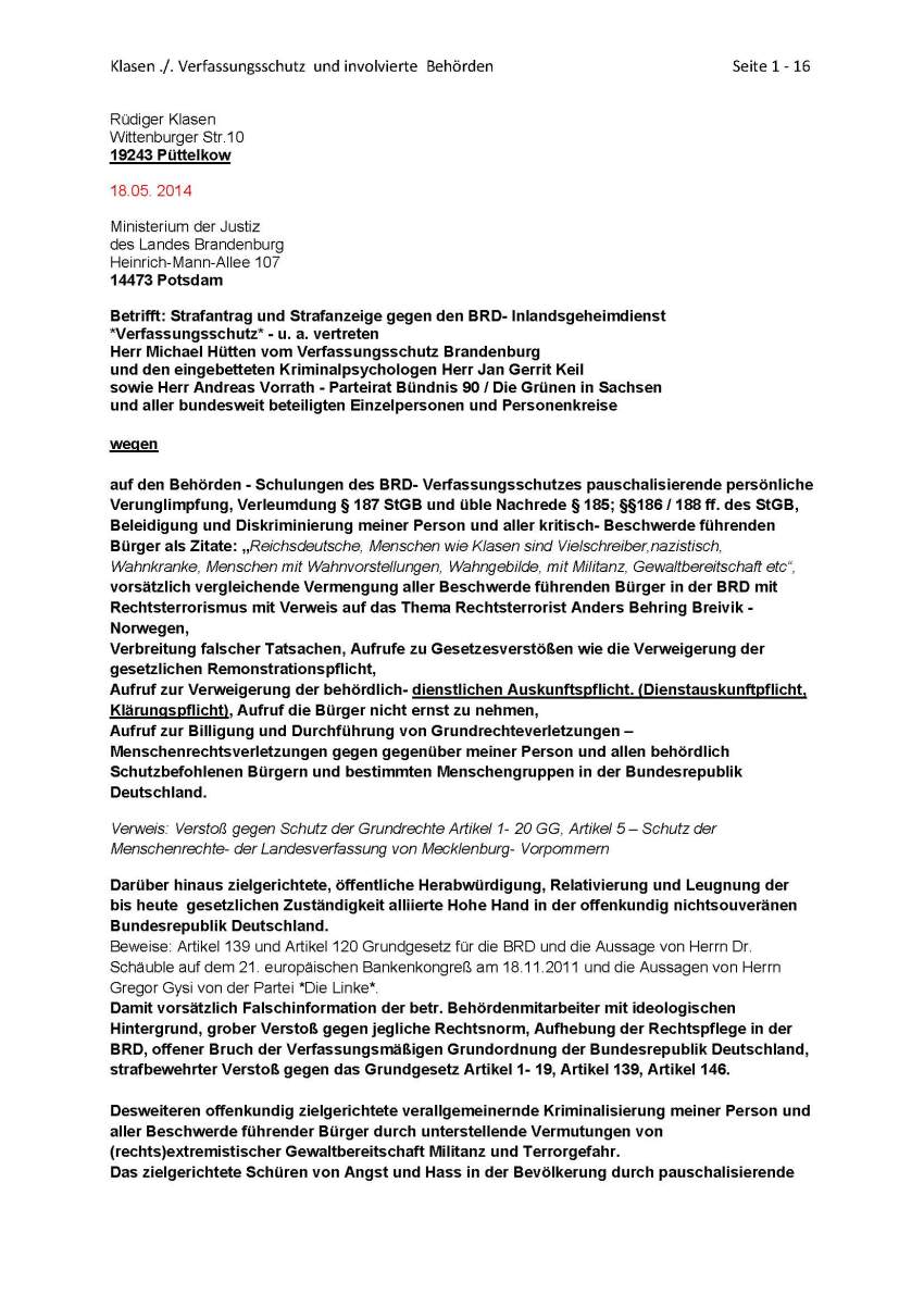 Strafanzeige Justizministerium Brandenburg Seite 01